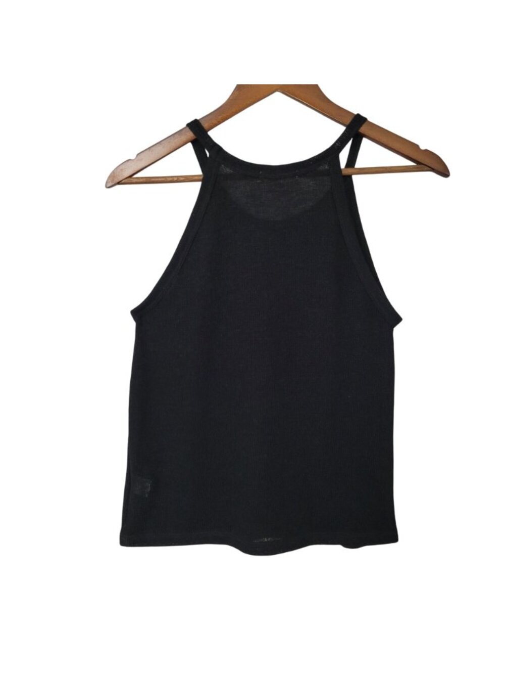 LNA Knit Halter Tank Top Womens Size XS Black Semi-Sheer Casual - Picture 2 of 7